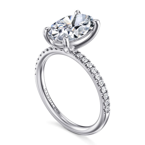 14K White Gold Oval Diamond Engagement Ring
