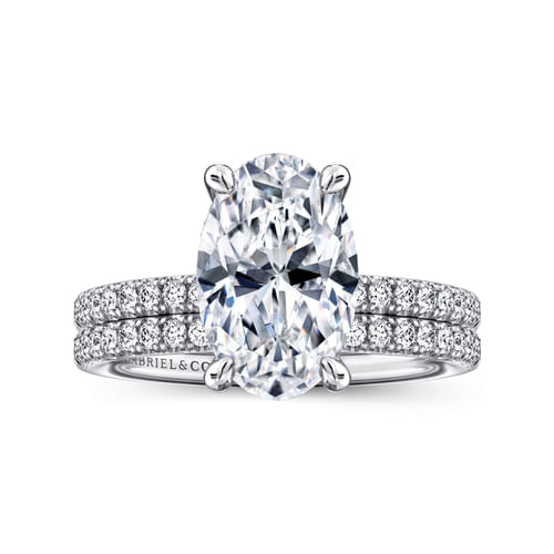 14K White Gold Oval Diamond Engagement Ring