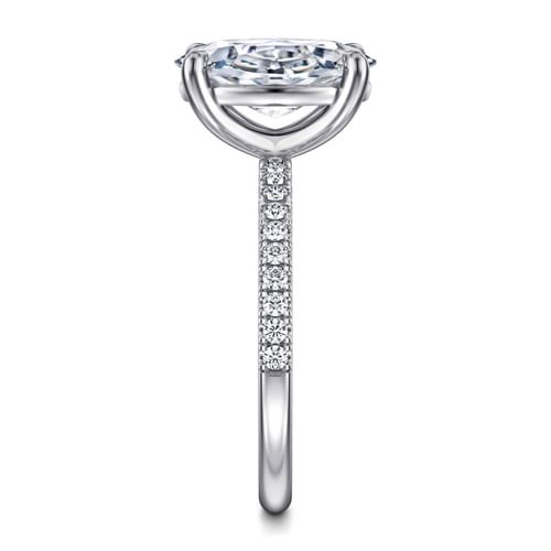 14K White Gold Oval Diamond Engagement Ring