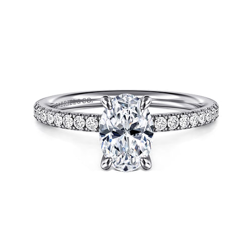 14K White Gold Oval Diamond Engagement Ring