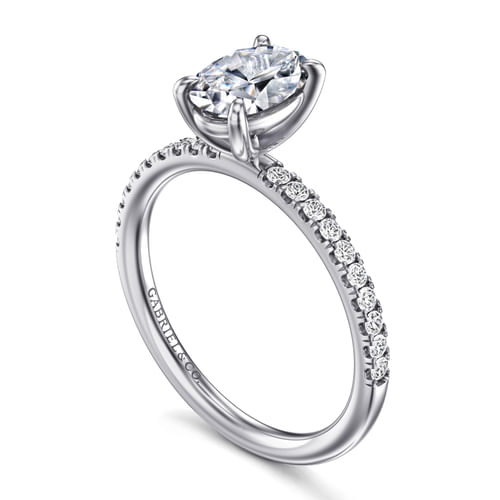 14K White Gold Oval Diamond Engagement Ring