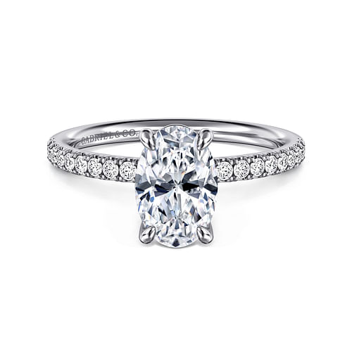 14K White Gold Oval Diamond Engagement Ring