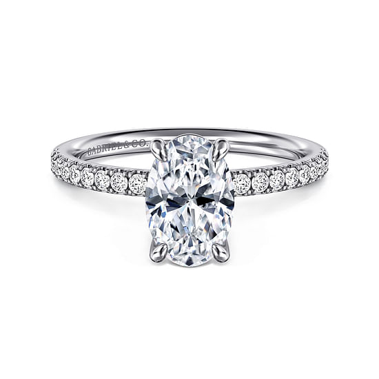 Gabriel - 14K White Gold Oval Diamond Engagement Ring