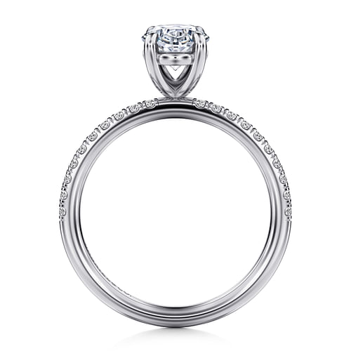 14K White Gold Oval Diamond Engagement Ring
