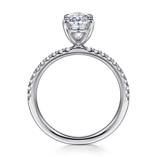 14K White Gold Oval Diamond Engagement Ring angle 2