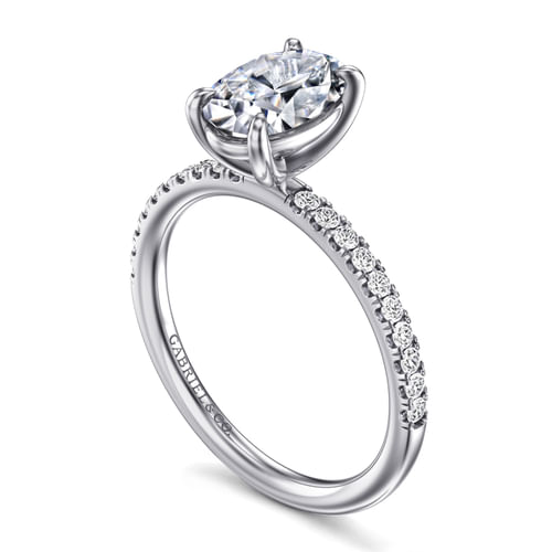 14K White Gold Oval Diamond Engagement Ring