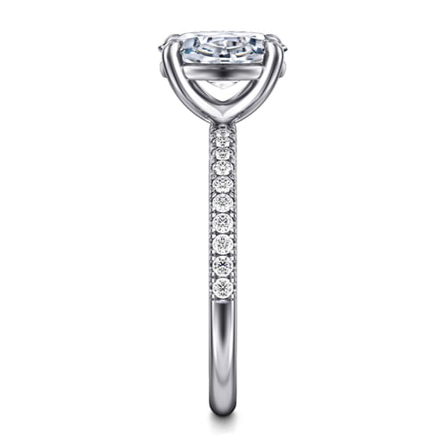 14K White Gold Oval Diamond Engagement Ring