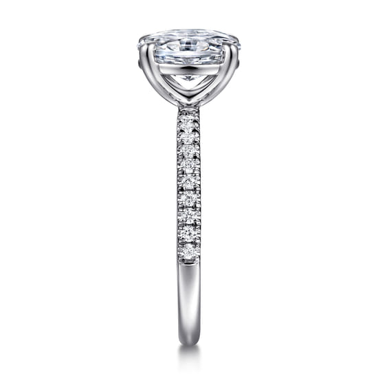14K White Gold Oval Diamond Engagement Ring angle 5