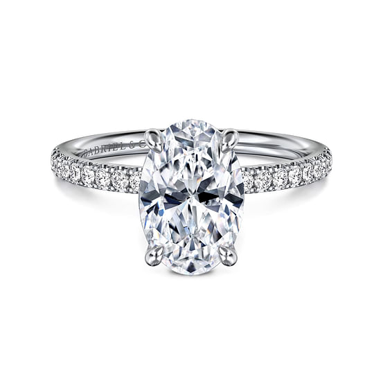 Gabriel - 14K White Gold Oval Diamond Engagement Ring