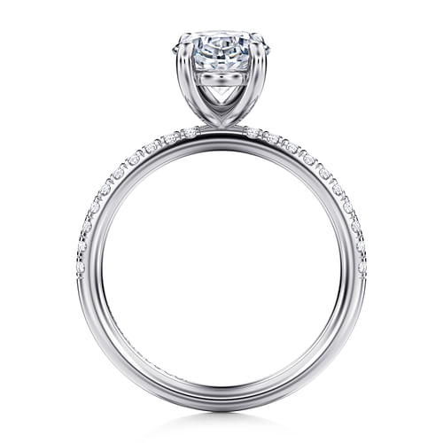 14K White Gold Oval Diamond Engagement Ring