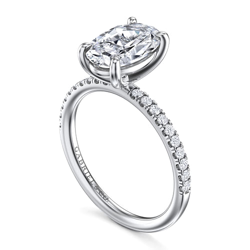 14K White Gold Oval Diamond Engagement Ring