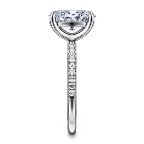 14K White Gold Oval Diamond Engagement Ring