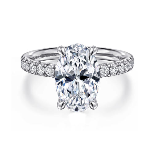 14K White Gold Oval Diamond Engagement Ring