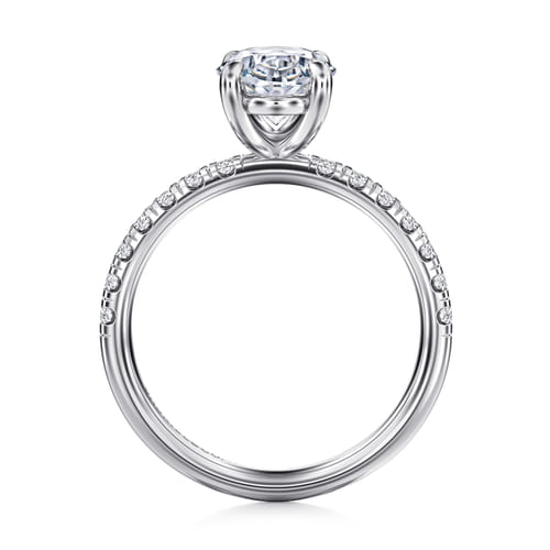 14K White Gold Oval Diamond Engagement Ring
