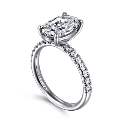 14K White Gold Oval Diamond Engagement Ring