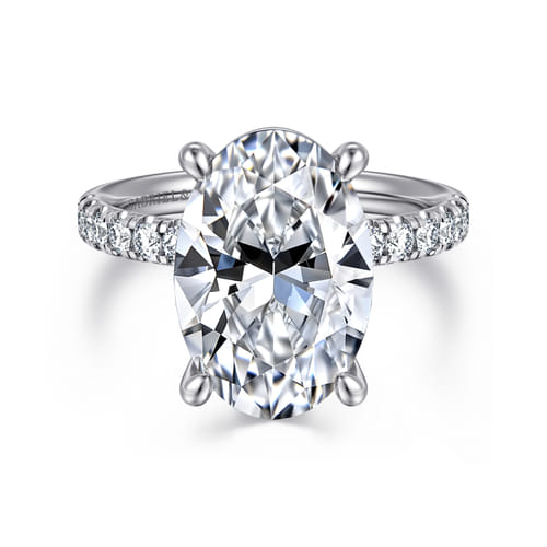 14K White Gold Oval Diamond Engagement Ring