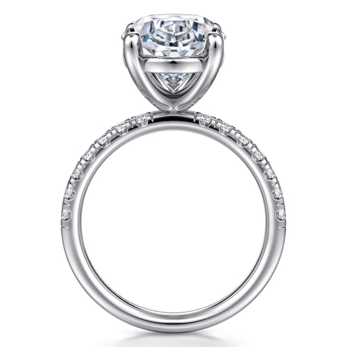 14K White Gold Oval Diamond Engagement Ring