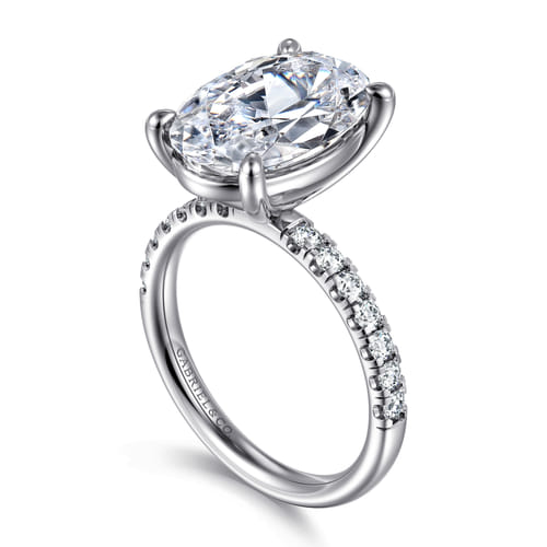 14K White Gold Oval Diamond Engagement Ring