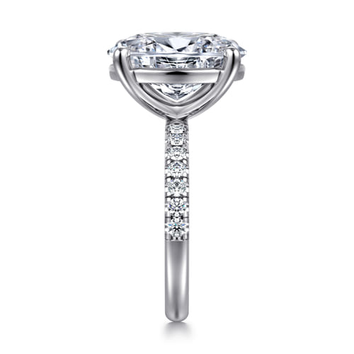 14K White Gold Oval Diamond Engagement Ring