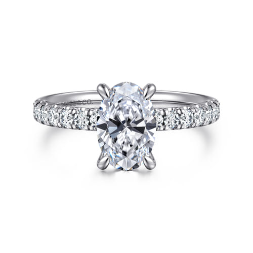 14K White Gold Oval Diamond Engagement Ring