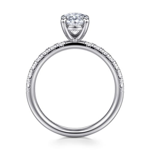 14K White Gold Oval Diamond Engagement Ring
