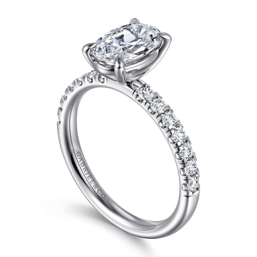 14K White Gold Oval Diamond Engagement Ring