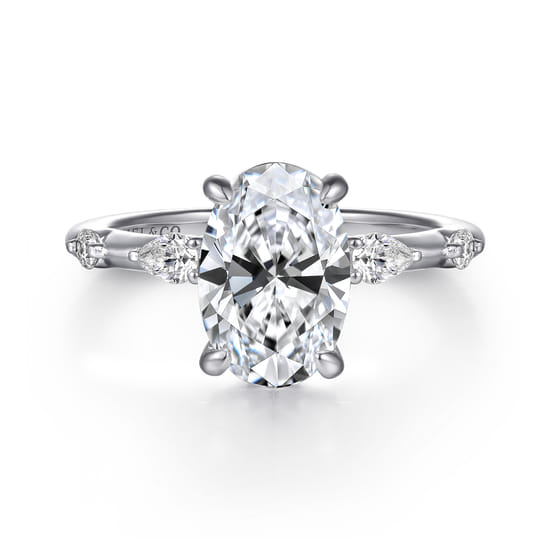Gabriel - 14K White Gold Oval Diamond Engagement Ring