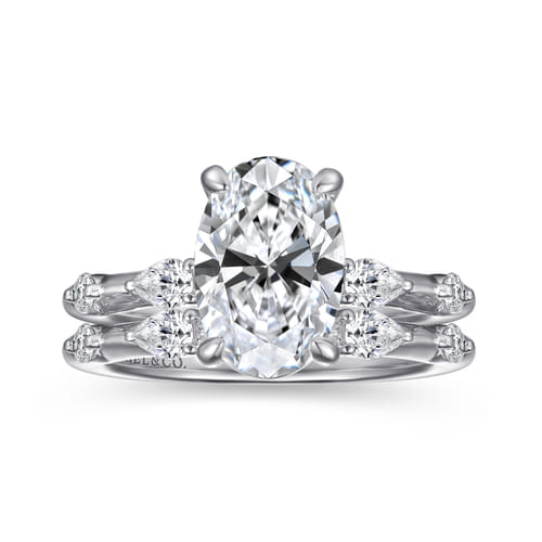 14K White Gold Oval Diamond Engagement Ring