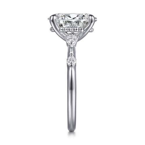 14K White Gold Oval Diamond Engagement Ring