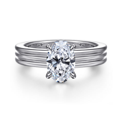 14K White Gold Oval Diamond Engagement Ring