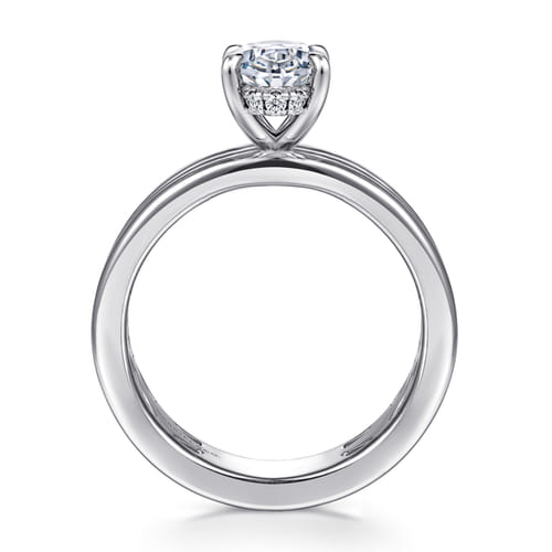 14K White Gold Oval Diamond Engagement Ring