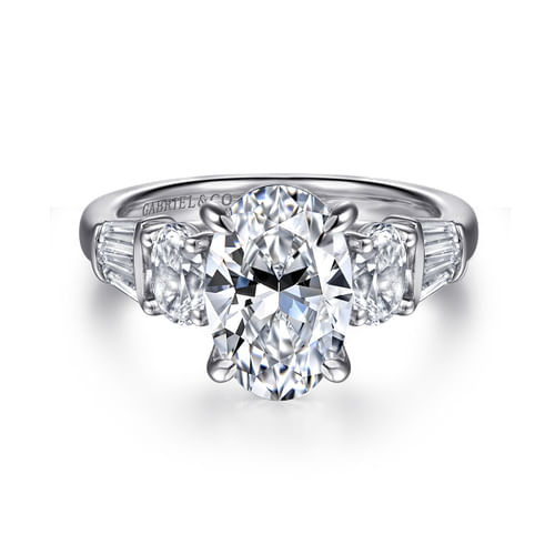 14K White Gold Oval Diamond Engagement Ring