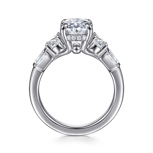 14K White Gold Oval Diamond Engagement Ring