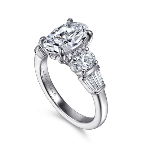 14K White Gold Oval Diamond Engagement Ring
