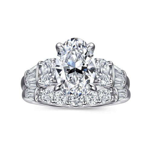 14K White Gold Oval Diamond Engagement Ring