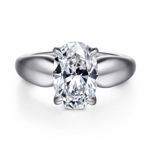 14K White Gold Oval Diamond Engagement Ring