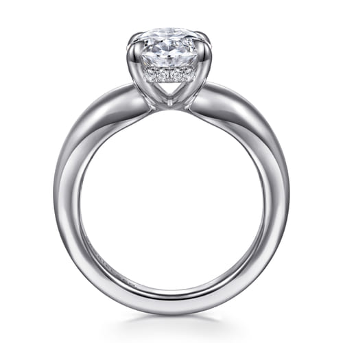 14K White Gold Oval Diamond Engagement Ring