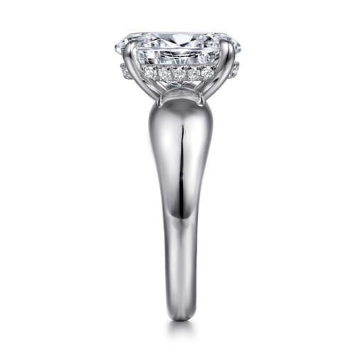 14K White Gold Oval Diamond Engagement Ring