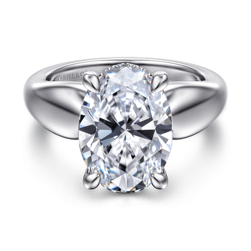 14K White Gold Oval Diamond Engagement Ring