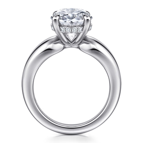 14K White Gold Oval Diamond Engagement Ring