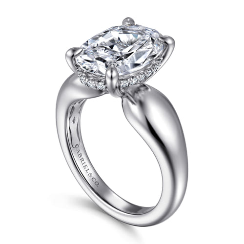 14K White Gold Oval Diamond Engagement Ring