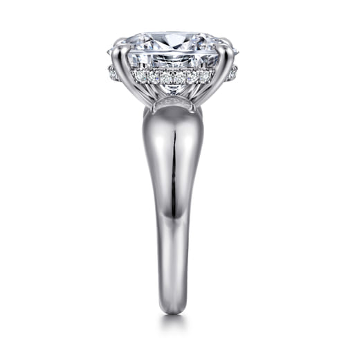 14K White Gold Oval Diamond Engagement Ring