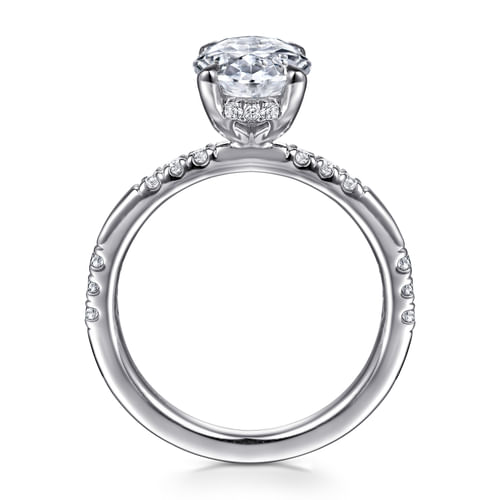 14K White Gold Oval Diamond Engagement Ring