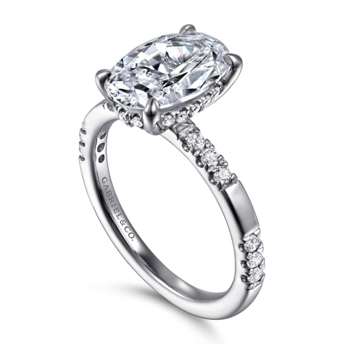 14K White Gold Oval Diamond Engagement Ring