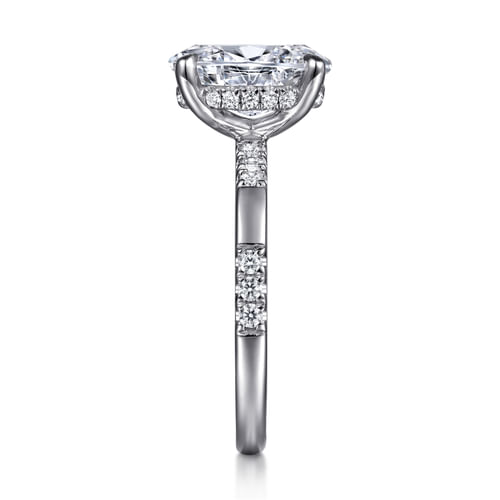 14K White Gold Oval Diamond Engagement Ring