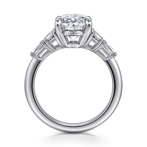 14K White Gold Oval Diamond Engagement Ring