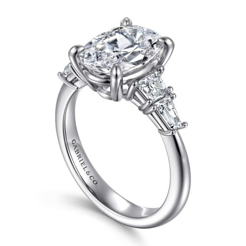 14K White Gold Oval Diamond Engagement Ring