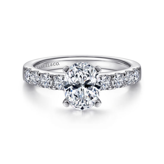 Gabriel - 14K White Gold Oval Diamond Engagement Ring