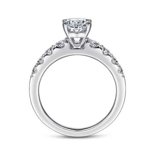 14K White Gold Oval Diamond Engagement Ring