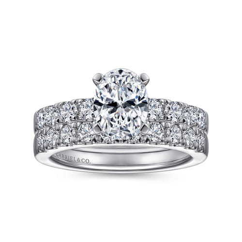 14K White Gold Oval Diamond Engagement Ring